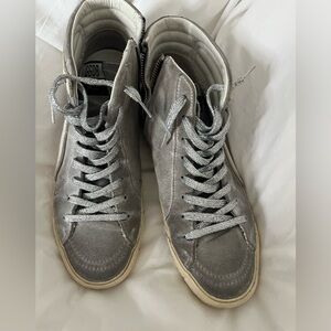 Golden goose size 42 ladies/men’s sneakers grey high tops. Like new